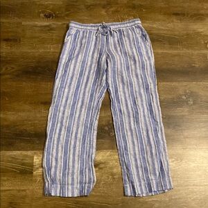 Tommy Bahama Linen  Blue and White Striped Pants